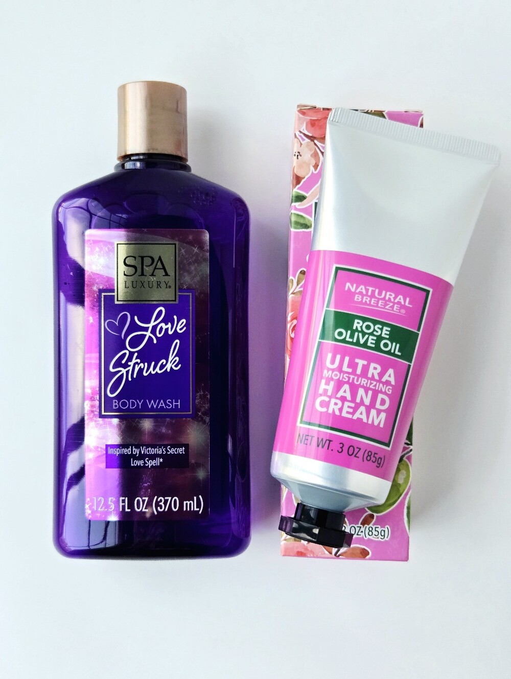Spa Luxury Love Struck Body Wash & Natural Breeze Rose Olive Oil Hand Cream NWT - Picture 2 of 6